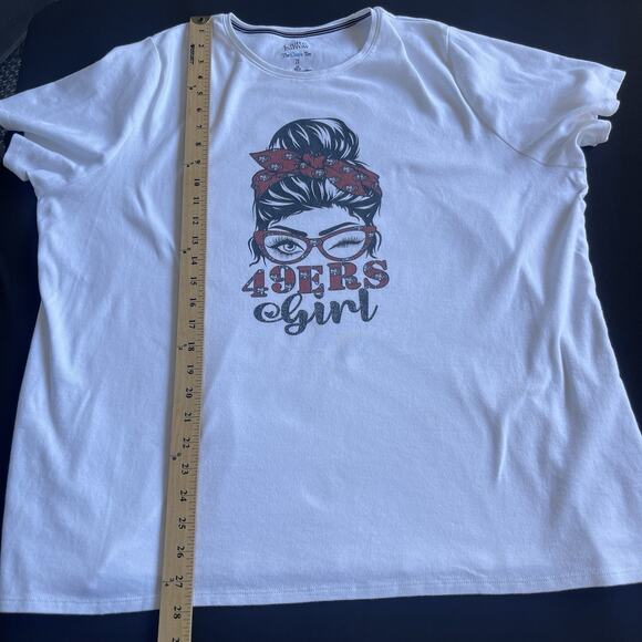 San Francisco 49ers Womens Shirt Messy Bun Plus Size 2X White Football Niners - Picture 7 of 8